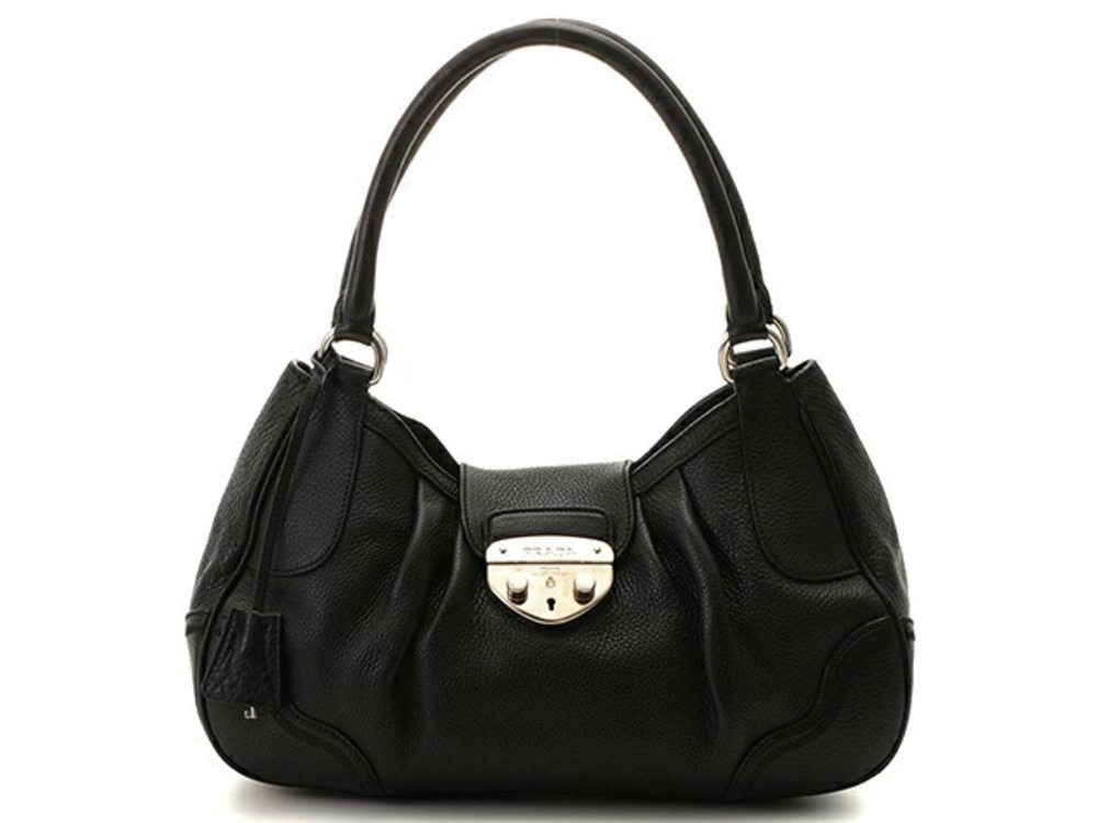 Prada Tessuto Shoulder Bag Black Leather